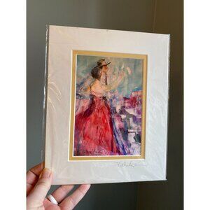 Red Tango Art Print By Peggy Caballero Matted & Signed Watercolor Impressionist